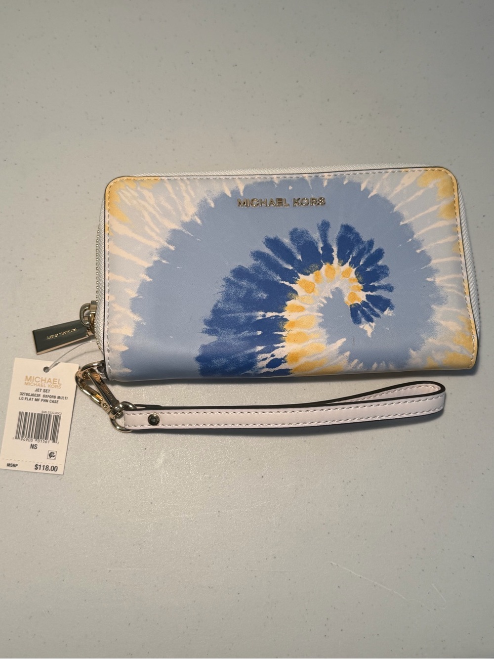 Michael Kors Jet Set Tie-Dye Phone Wallet Wristlet - Oxford Blue / Gold